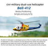 FLYWING BELL-412 V4 470-Class RC Military Helicopter – 2.4G 6CH, Quick-Detach Props, ACE Flight Controller & GPS(Pre-Sale)